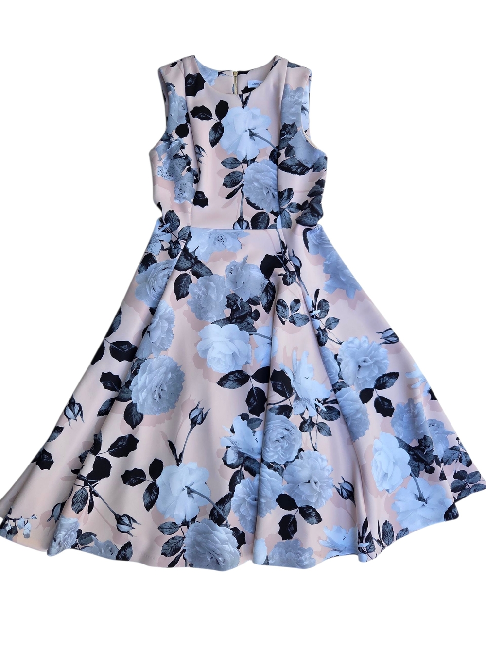 Calvin Klein Womens Floral Sleeveless Fit & Flare Midi Dress With PocketSize-8